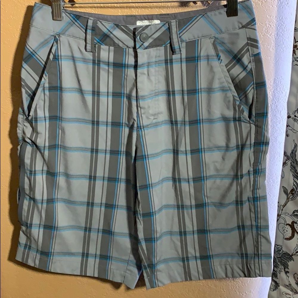 Marmot Mens Size 28 Gray Plaid Flat Front Shorts
